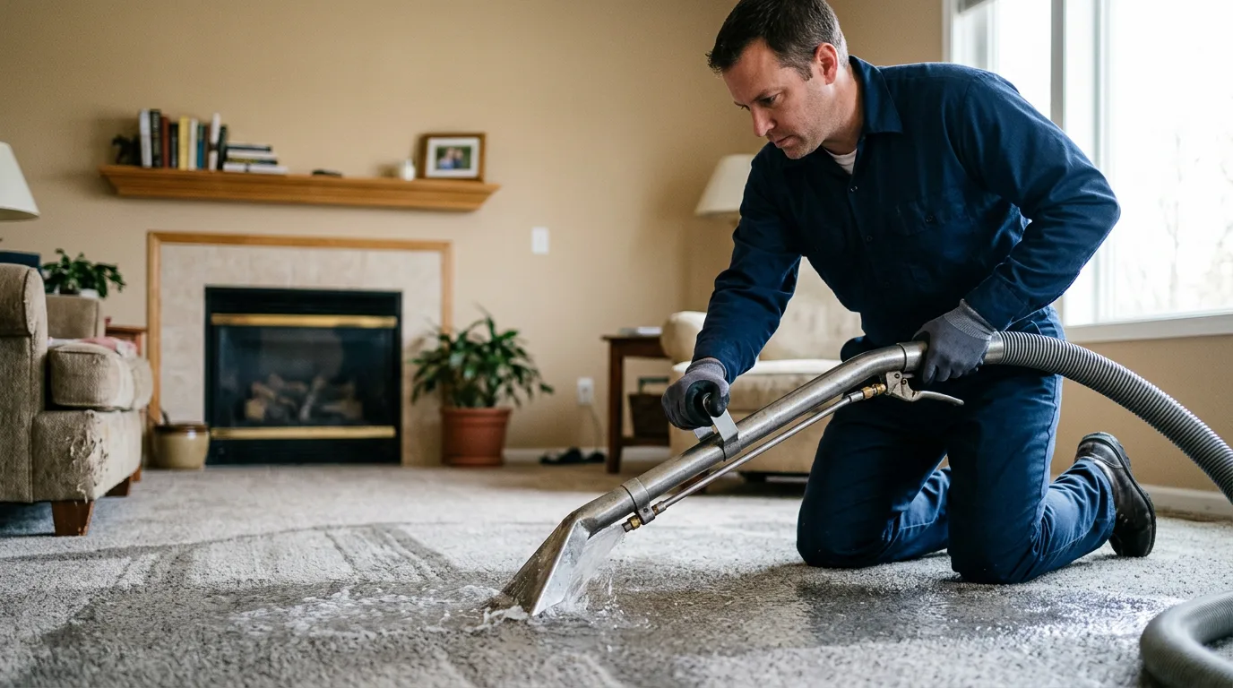 Water damage restoration technician working near Mulliken, MI